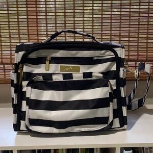 Ju Ju Be Black and White Striped Diaper Bag